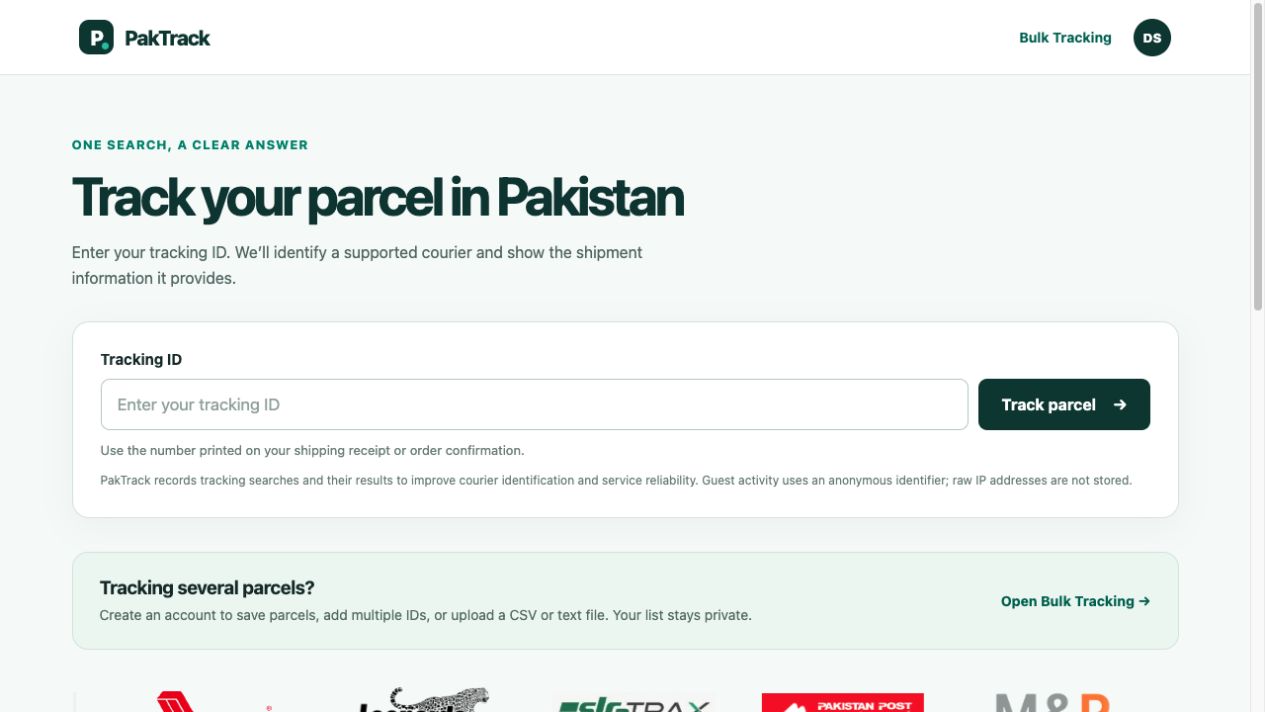 Paktrack product interface screenshot