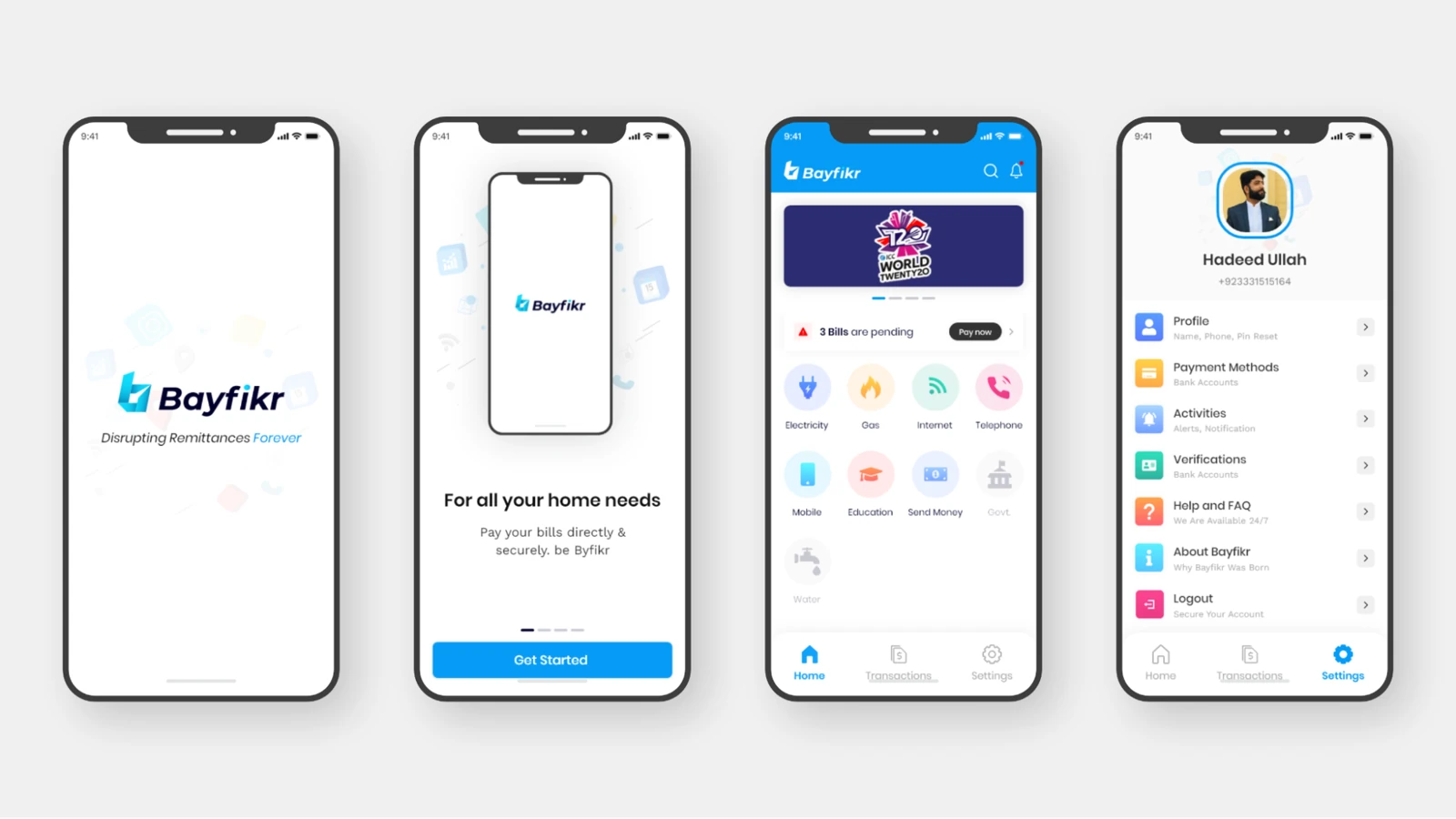 Final Bayfikr mobile app screens