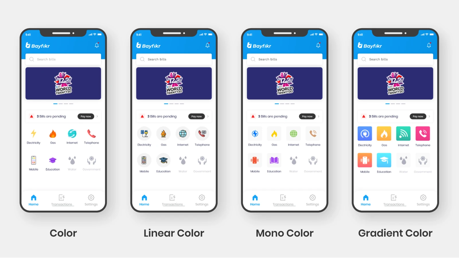 Bayfikr mobile app visual designs