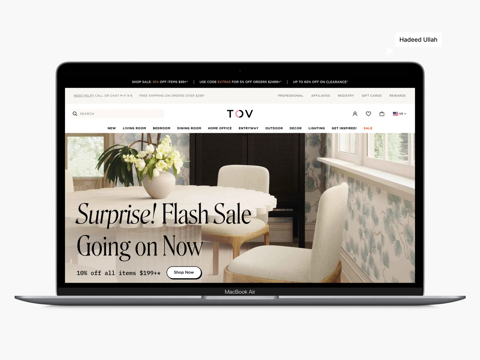 TOV Furniture ecommerce design concept