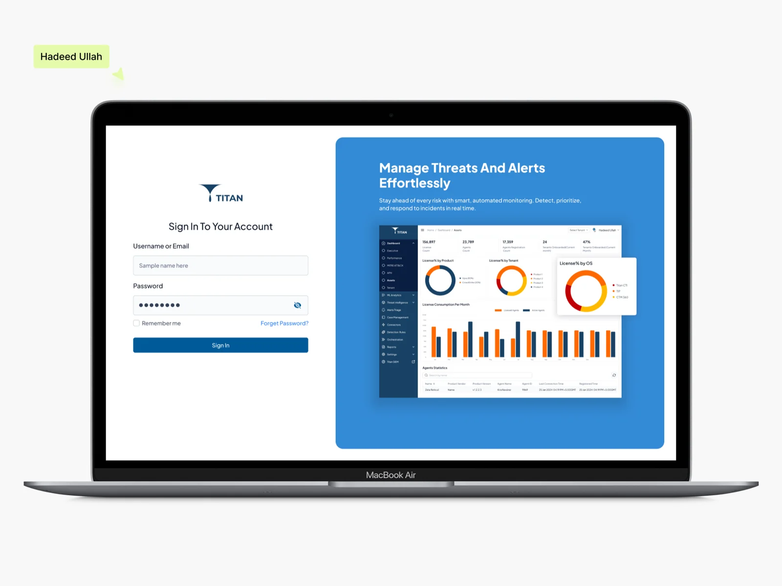 Cognix Titan security platform interface design