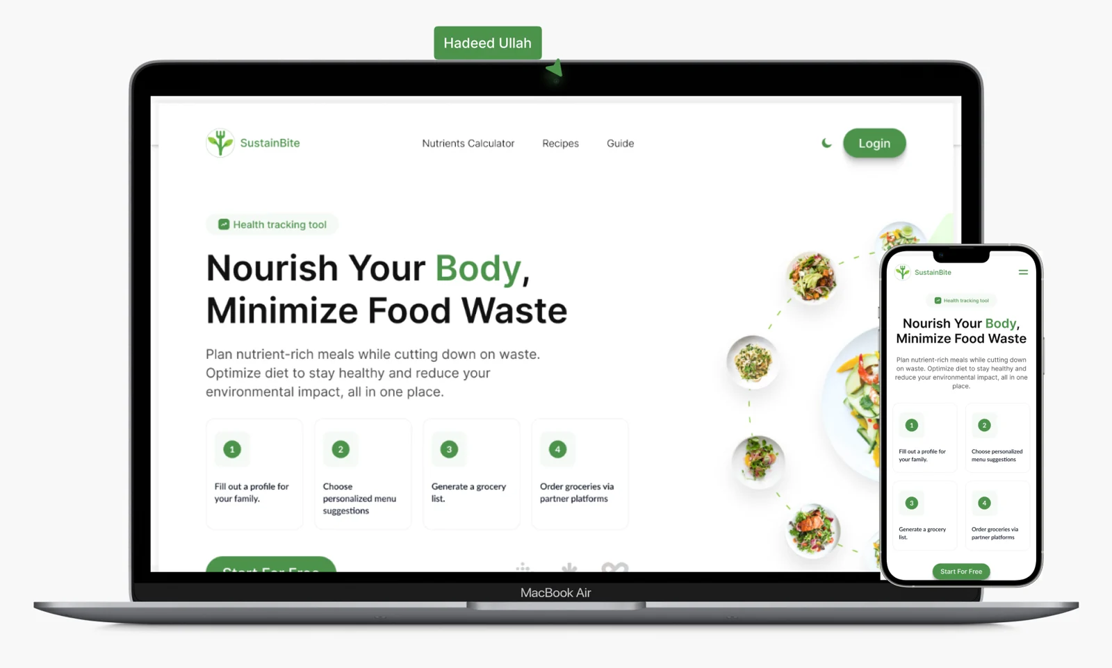 SustainBite health tracking app design